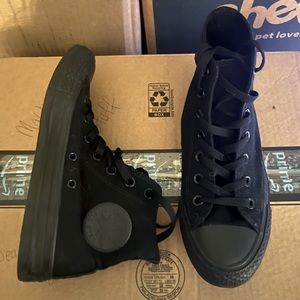 All black high top converse that have only been worn once